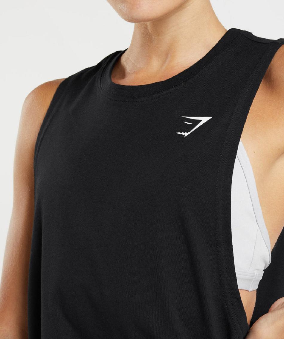 Camiseta Tirantes Gymshark Entrenamiento Drop Arm Mujer Negras | CO 2385ILH